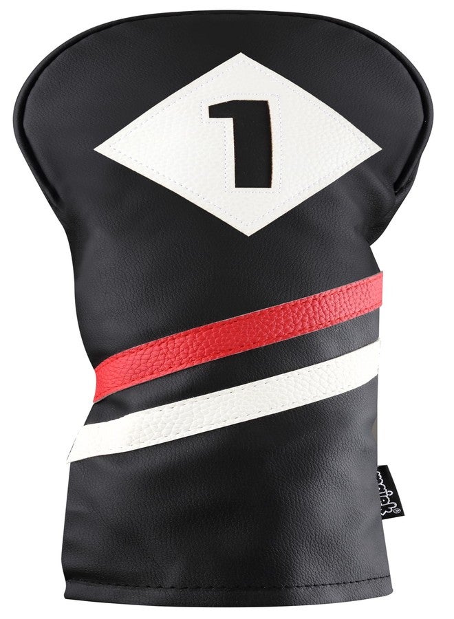 Majek Retro Golf Headcovers Black Red and White Vintage Leather Style 1 3 H Driver Fairway Wood and Hybrid Head Cover Classic Look - Image 5
