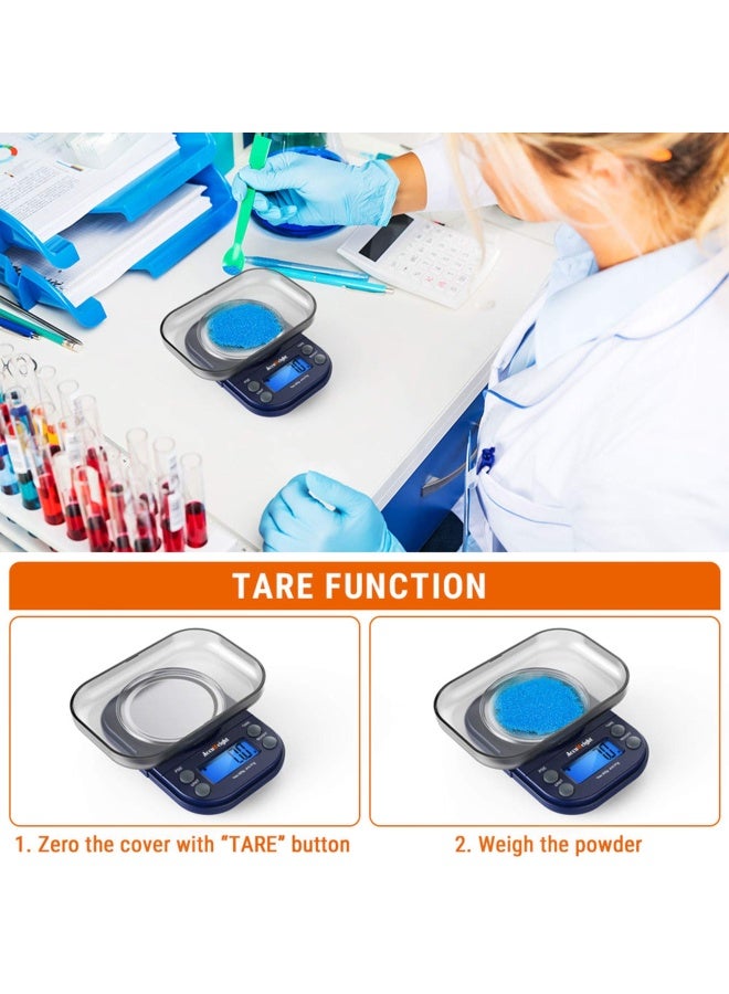 AccuWeight ميزان رقمي دقيق AccuWeight مع 300غ001غ ميزان قهوة صغير محمول بدقة عالية ميزان مجوهرات مع وظيفة الوزن الصافي والمعايرة لميزان الطعام في المطبخ - Image 3