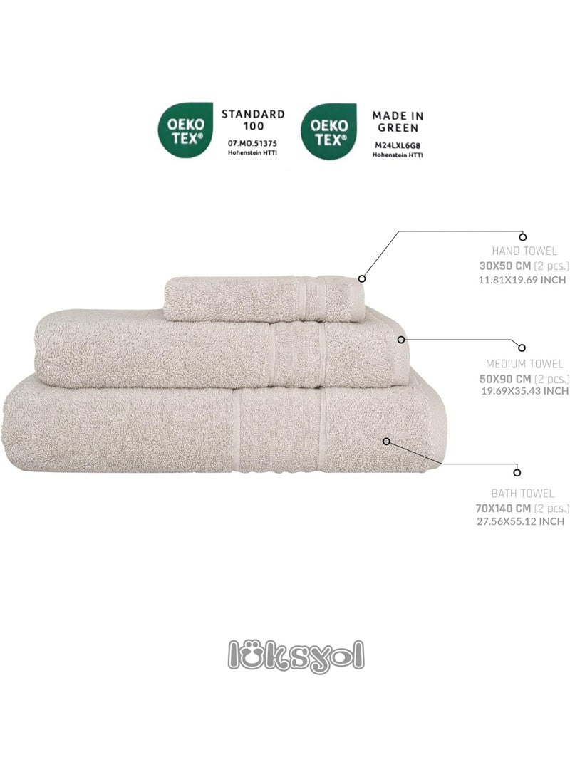 LuksYol Luxury Towel Set - 100% Pure Turkish Cotton - 600 GSM Premium Absorbent & Fluffy Towels - Ultra Soft & Gentle on Skin - Set of 3 (1 Bath 140x70cm, 1 Hand 50x70cm, 1 Wash 50x30cm) - Hotel & Spa Quality Towels - Oeko-Tex Certified (Made in Green & Standard 100) - Highly Absorbent & Quick Drying - Elegant Modern Design - Ideal for Daily Use, Gifting, or Guest Towels - Long-Lasting Durability with Soft Touch - Beige - Premium Weaving for Luxurious Texture - Fade-Resistant & Machine Washable - Perfect for Bathroom, Gym, Spa & Travel - High-End Cotton Towels by LuksYol - Designed for Comfort & Style with a Premium Feel That Lasts Wash After Wash - Image 3