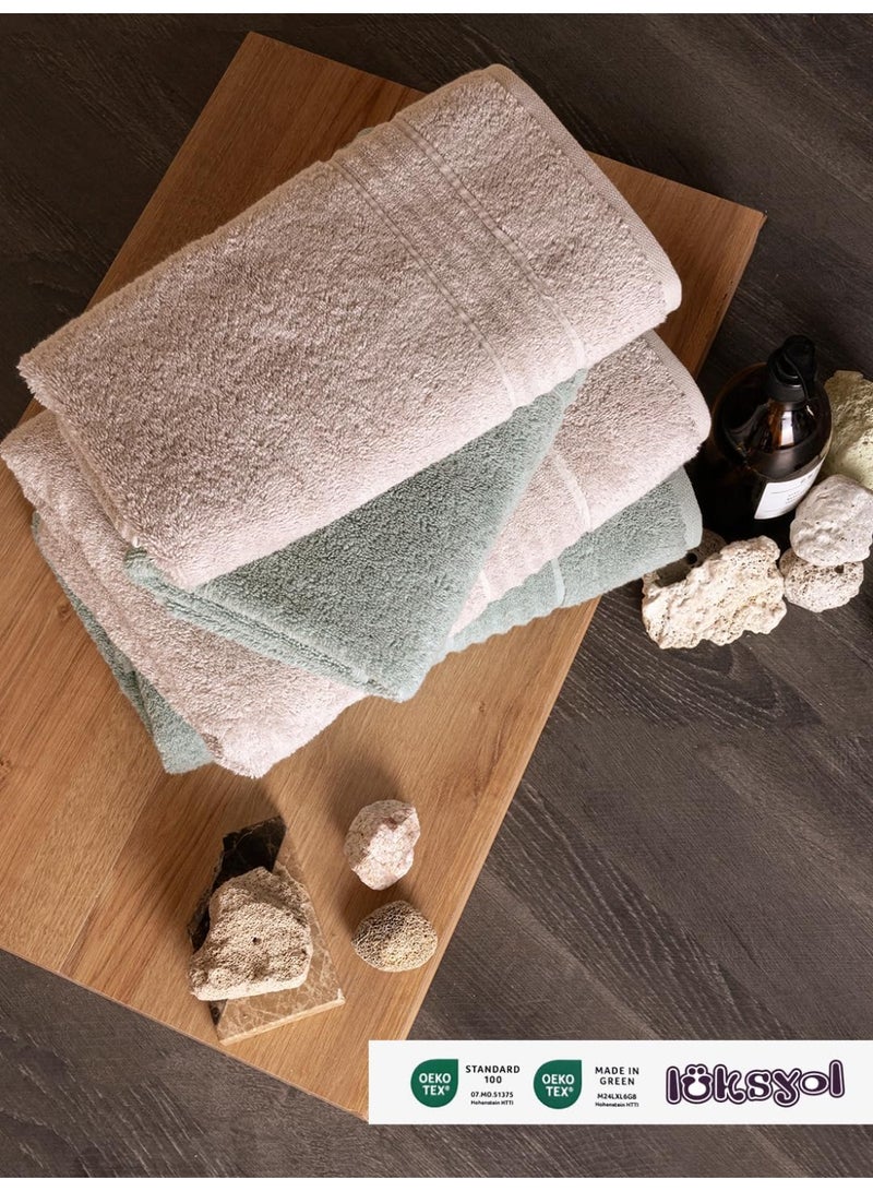 LuksYol Luxury Towel Set - 100% Pure Turkish Cotton - 600 GSM Premium Absorbent & Fluffy Towels - Ultra Soft & Gentle on Skin - Set of 3 (1 Bath 140x70cm, 1 Hand 50x70cm, 1 Wash 50x30cm) - Hotel & Spa Quality Towels - Oeko-Tex Certified (Made in Green & Standard 100) - Highly Absorbent & Quick Drying - Elegant Modern Design - Ideal for Daily Use, Gifting, or Guest Towels - Long-Lasting Durability with Soft Touch - Beige - Premium Weaving for Luxurious Texture - Fade-Resistant & Machine Washable - Perfect for Bathroom, Gym, Spa & Travel - High-End Cotton Towels by LuksYol - Designed for Comfort & Style with a Premium Feel That Lasts Wash After Wash - Image 4
