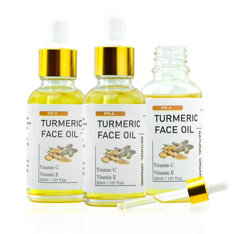 Mr.A MRA 3Pack Turmeric Oil Turmeric oil for Face Body Pure Natural Turmeric Essential Oil with Vitamin C Great for Cleanses Skin Moisturize  Soothing skin Tumeric Face Oil for All Skin Type