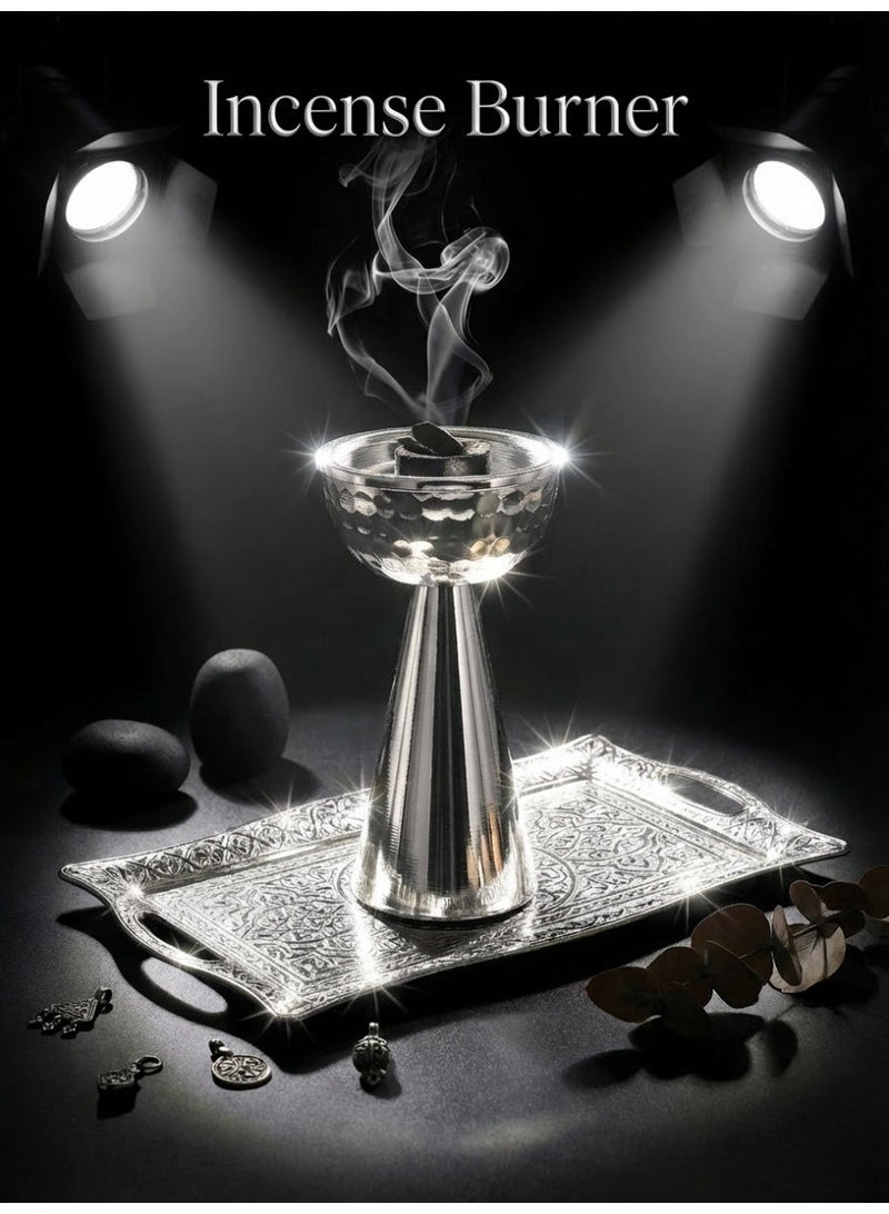 مبخرة معدنية/مبخرة/حامل بخور/موزع رائحة فضي، تصميم مطروق بسيط، عملية طلاء كهربائي، صناعة يدوية رائعة، مناسبة للديكور المنزلي، غرفة المعيشة، غرفة النوم/هدية لصديقك المفضل - Image 2