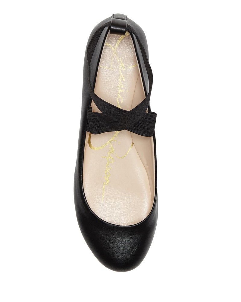 Jessica Simpson Womenâ€™s Mandayss Criss-Cross Ankle Ballet Flats with Straps, Black Sleek, 5 - Image 3