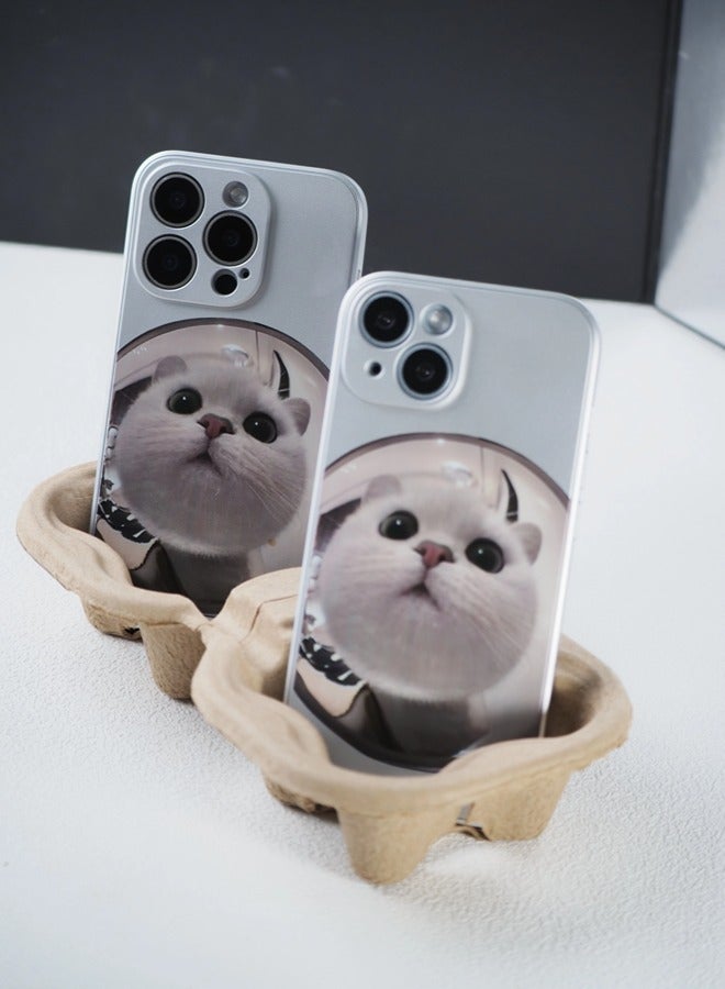 شيبشيب غطاء آيفون 15 برو بنمط قطة لطيفة، غطاء هاتف مزود بحماية لعدسة الكاميرا، غطاء واقٍ من السيليكون الناعم الممتص للصدمات - Image 4