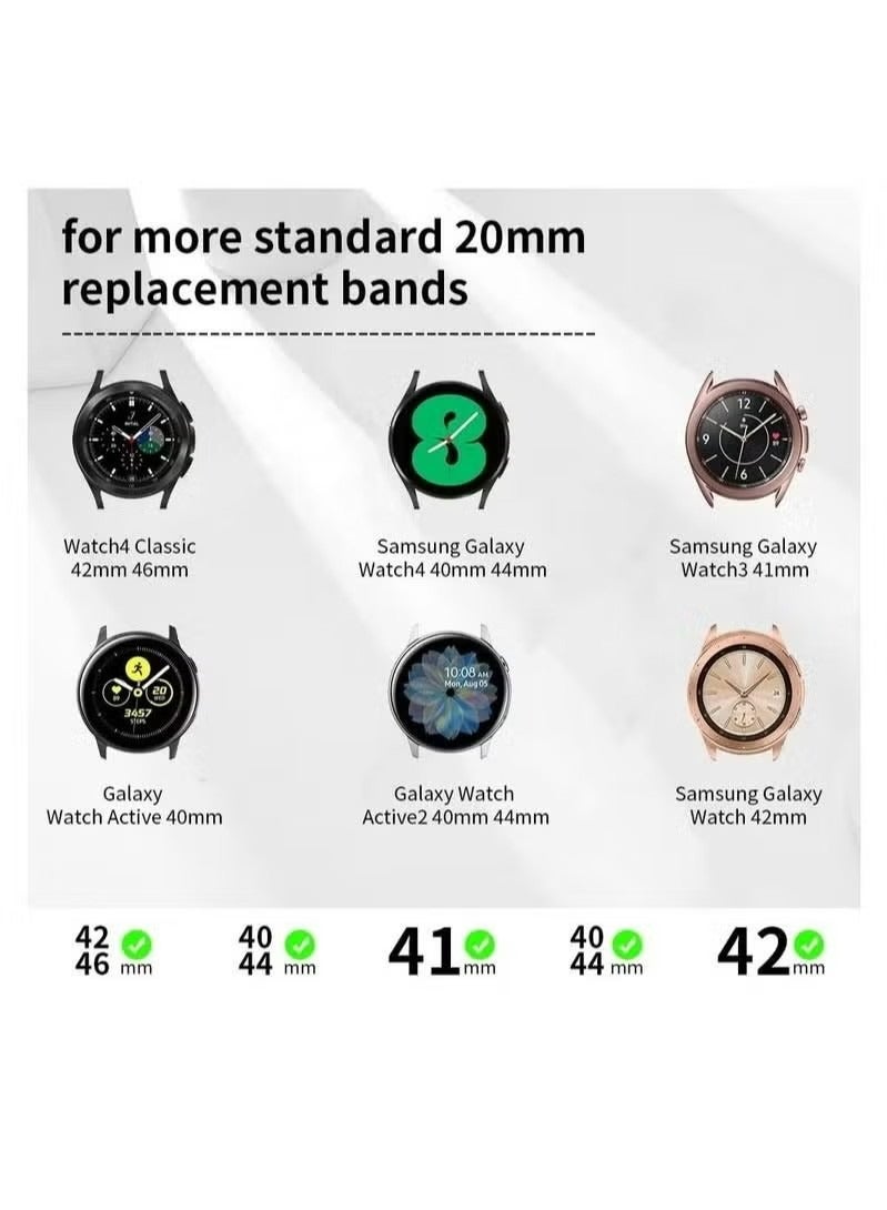 20mm Watch Bands Compatible with Galaxy Watch 5/ 4 40mm 44mm/ for Classic 42mm 46mm/ for Samsung Active 2 Watch Bands 40mm 44mm/ for Watch 5 pro 45mm, Stainless Steel Bracelets