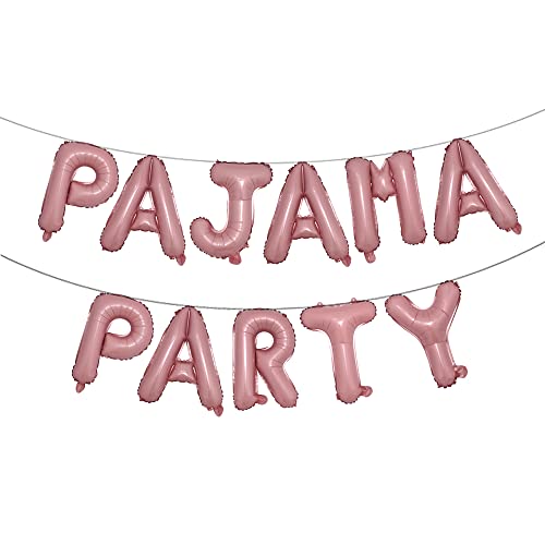 RUIANSI Pajama Party Pink 16 Inch Letter Balloons Banner for Girls Sleepover Indoor Party Decoration - Image 1