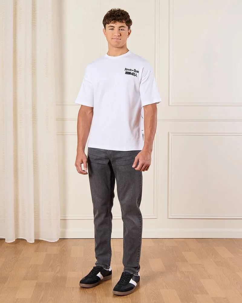 ردتاغ Senior Boys White Attack On Titan T-Shirt