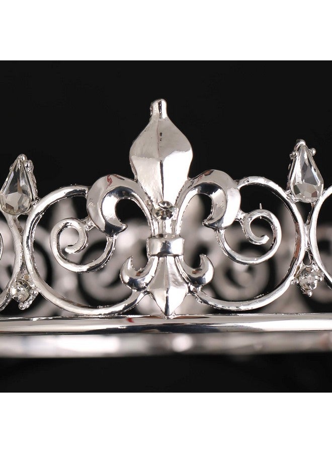 Full Round King Crown Metal Rhinestone Crowns And Tiaras For Women And Men Party Prom (Hg340 Silver)