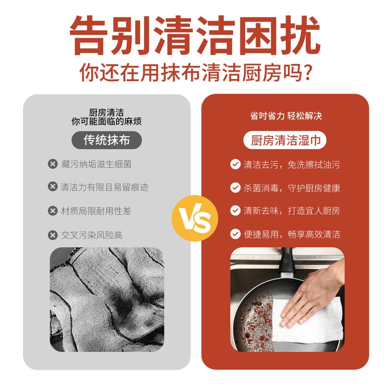 Kitchen Wipes Thickened And Extra-Large Cleaning Wipes Powerful Degreasing No-Wash Cleaning Stove Range Hood Wipes - Image 4