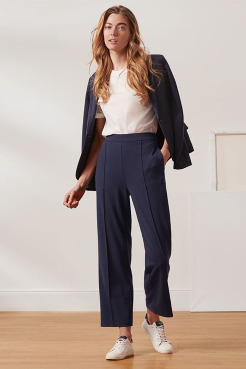 Tchibo Women Regular Fit Solid Trouser, Navy  - Image 1