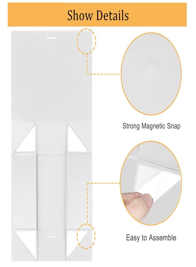 DaiUni 10.5"X7.5"X3.1" White Magnetic Gift Box with Lid and Ribbon for Presents - Image 4