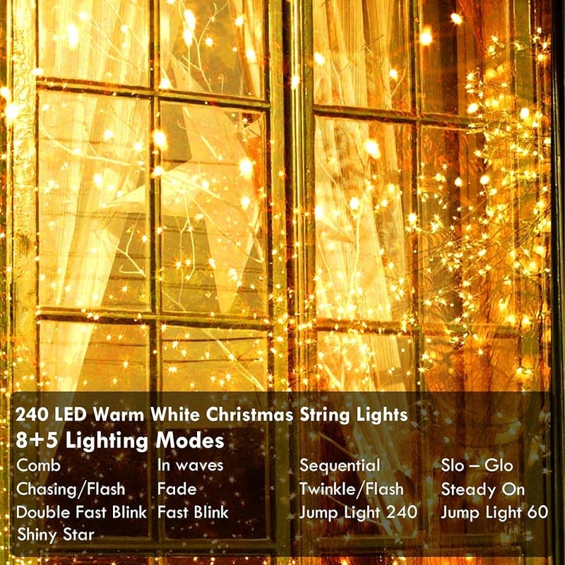 KAQ Connectable 240LED 88Ft String Lights, Christmas Lights Indoor Outdoor - Image 4