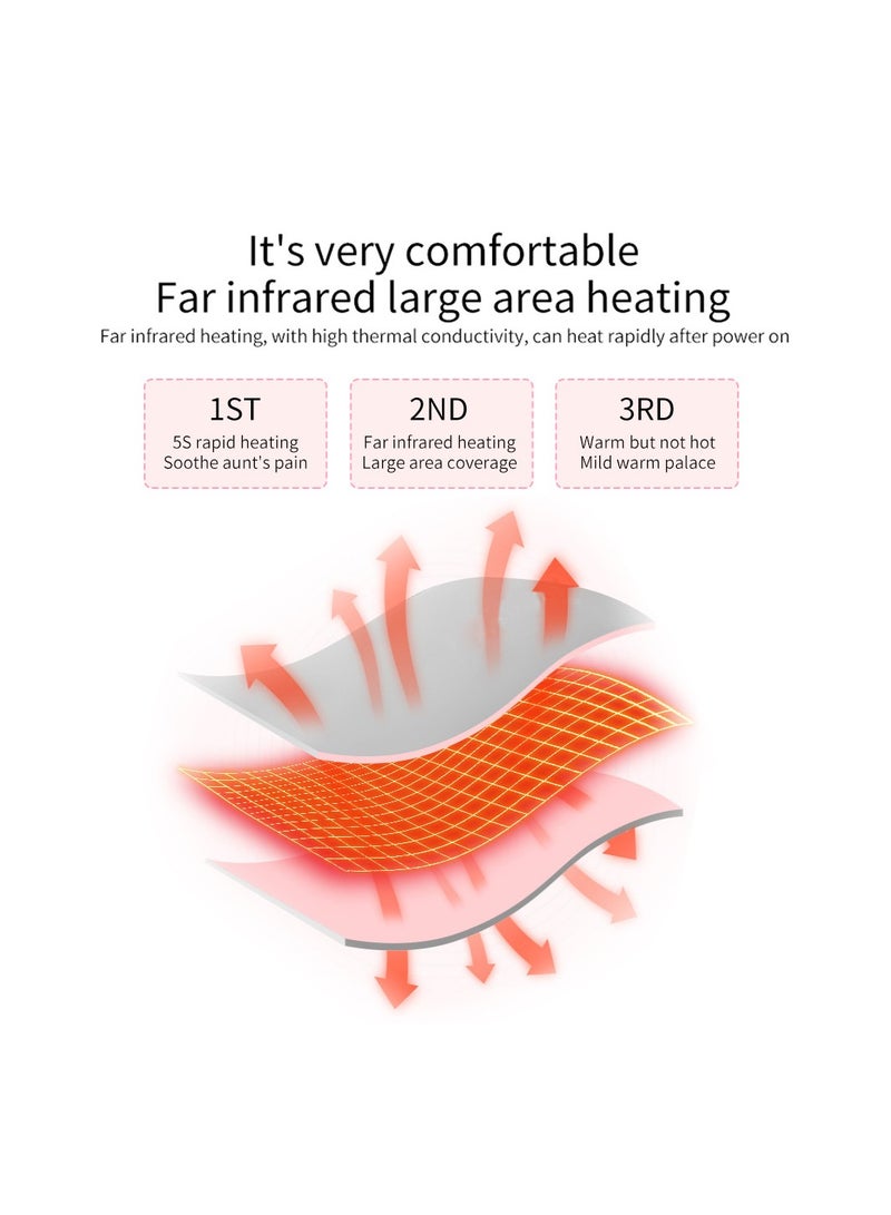 وسادة تسخين لاسلكية محمولة للتشنجات، حزام تسخين سريع مع 3 مستويات للحرارة و3 أوضاع للتدليك بالاهتزاز، آلة تخفيف آلام الفترة - Image 5