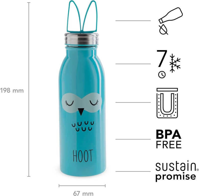 Aladdin Zoo Thermavac™ Stainless Steel Water Bottle 0.43L Owl - BPA-Free, Leakproof, Double Wall Vacuum Insulated - Image 3