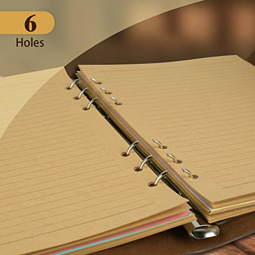 Billtigif A5 Refill Paper, Planner Inserts for A5 Binder Budget Planner Journals Notebook, 6 Ring Loose Leaf Lined Paper with Binder Dividers, 240 Pages (A5, Light Brown Paper) - Image 5