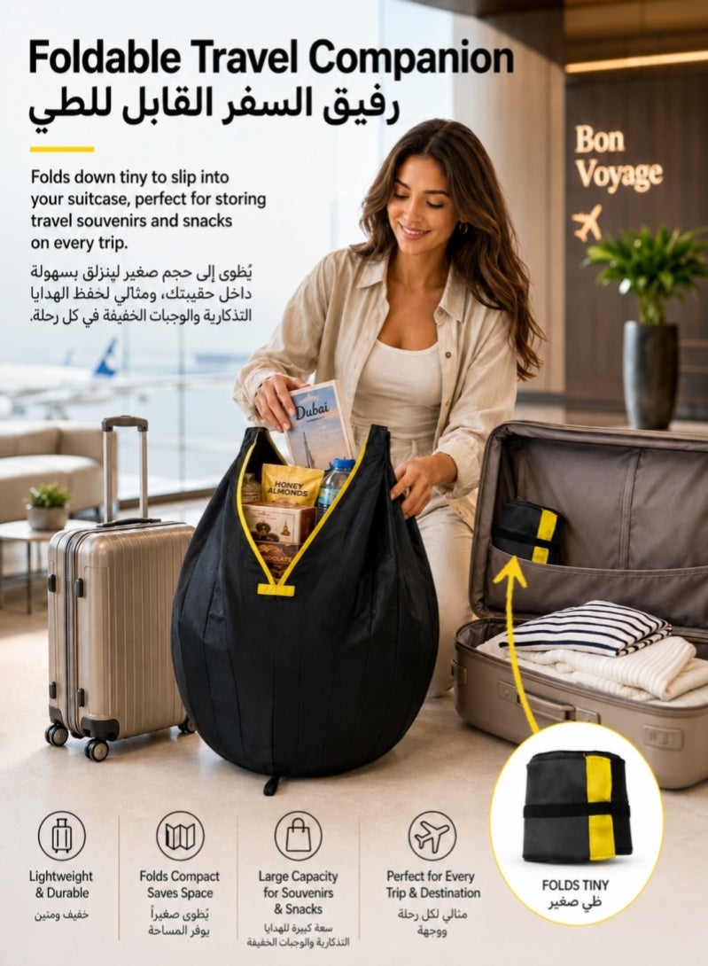ZAFRA Foldable Reusable Grocery Shopping Bag, Large Capacity Lightweight Washable Shopping Tote for Daily Use, Beach Trips, Gym, Travel, Black - Image 4