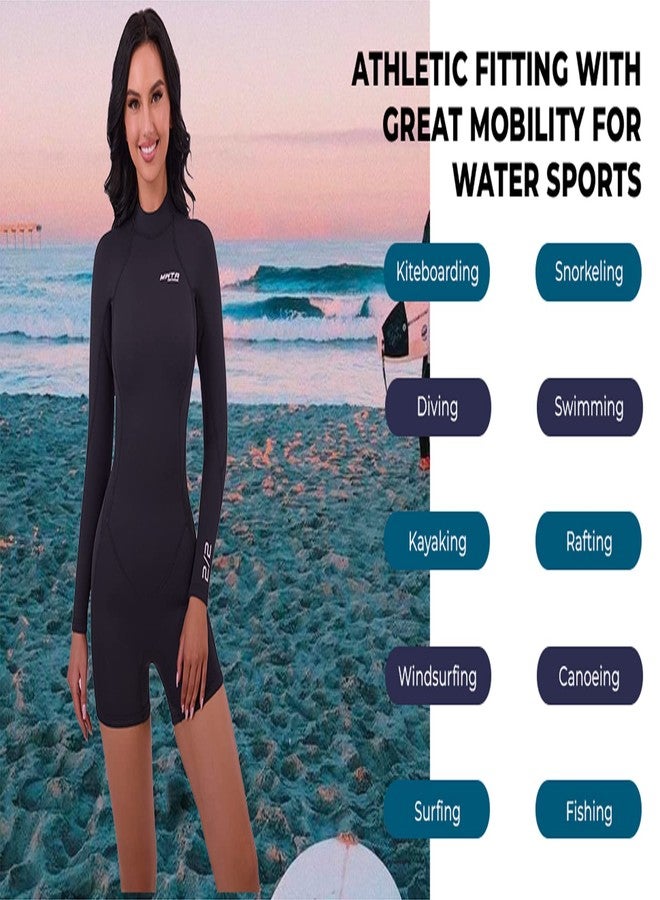 MWTA Womens Shorty Wetsuit, 2mm Neoprene Long Sleeve Swimsuit with Back Zip, Offers UV Protection, Wetsuit for Diving Snorkeling Swimming Surfing, Size 6 - Image 5