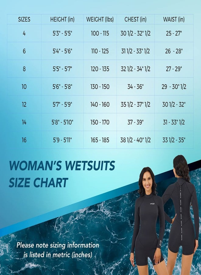 MWTA Womens Shorty Wetsuit, 2mm Neoprene Long Sleeve Swimsuit with Back Zip, Offers UV Protection, Wetsuit for Diving Snorkeling Swimming Surfing, Size 6 - Image 3