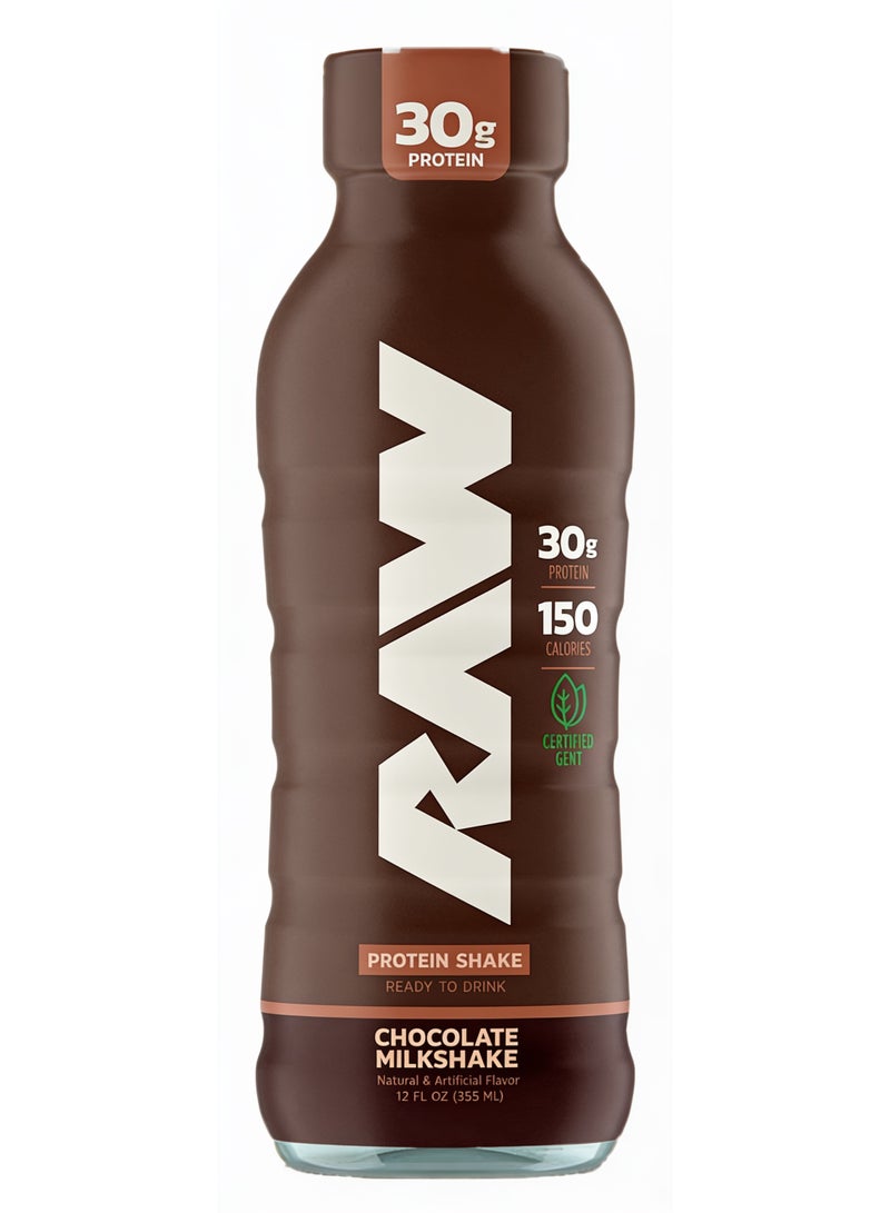 RAW Protein Shake – Chocolate Milkshake (355ml / 12 fl oz) | 30g Grass-Fed Whey Protein, 150 Calories | Ready-to-Drink High Protein Shake - Image 1