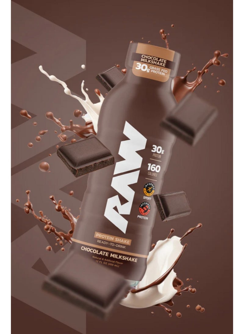 RAW Protein Shake – Chocolate Milkshake (355ml / 12 fl oz) | 30g Grass-Fed Whey Protein, 150 Calories | Ready-to-Drink High Protein Shake - Image 2