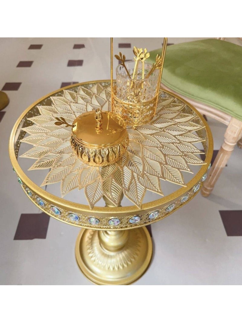 Beauenty Minimally Designed Living Room Corner Table, Home Balcony Sofa, Tempered Glass Coffee Table, Round Table - Image 5