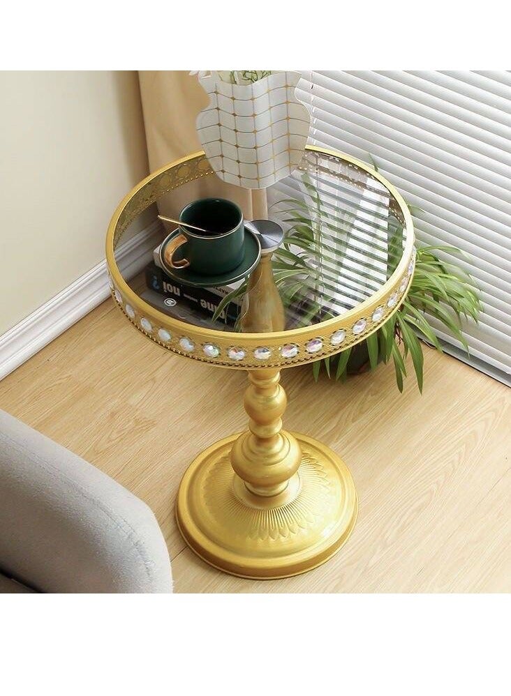 Beauenty Minimally Designed Living Room Corner Table, Home Balcony Sofa, Tempered Glass Coffee Table, Round Table - Image 3