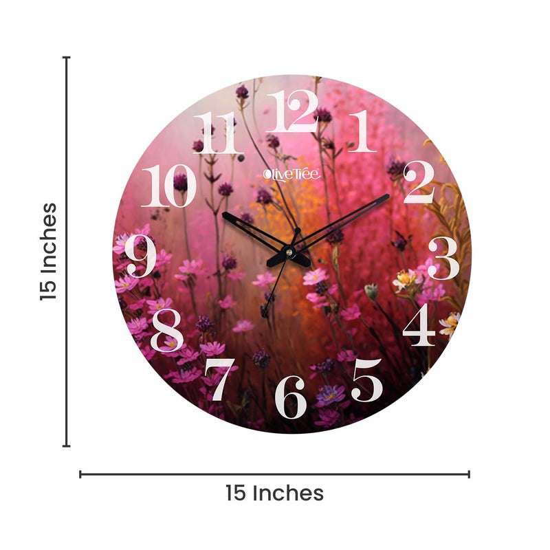 Olive Tree Olivetree Wooden Wall Clock 15" Silent Movement Decorative Latest Wall Clock Classic Clock Battery Operated Round Easy to Read for Home, Living Room,Office(Multi) - 2170  - Image 2