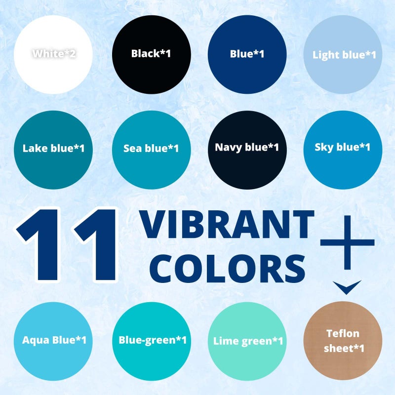 HTVRONT Heat Transfer Vinyl Blue HTV Vinyl - 13 Sheets of Various Blue HTV for Shirts, Turquoise Iron on Vinyl Compatible with Cricut Cutting Machine & Cameo - Image 3