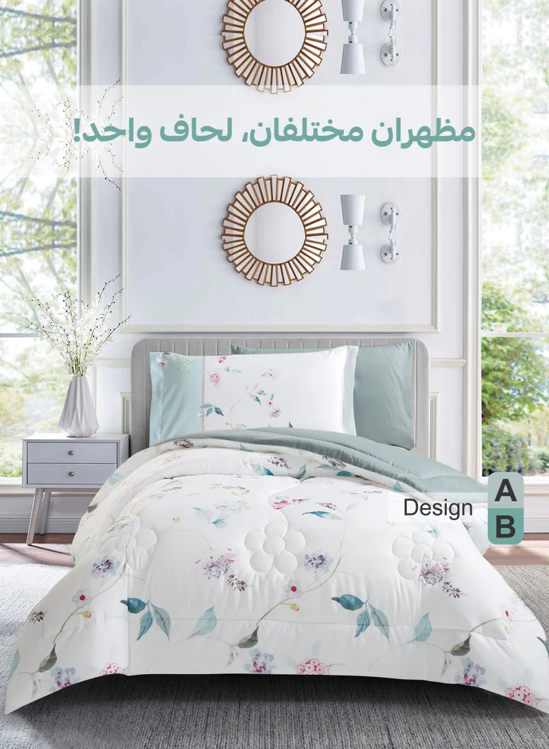 Donetella Bedding Comforter Set, twin Size Fits 120x200 cm - 4-Pcs Digital Print Quilted Bed Set, Microfiber Fabric - 1 Comforter, 1 Fitted Sheet, 1 Pillow Shams, 1 Pillowcases.