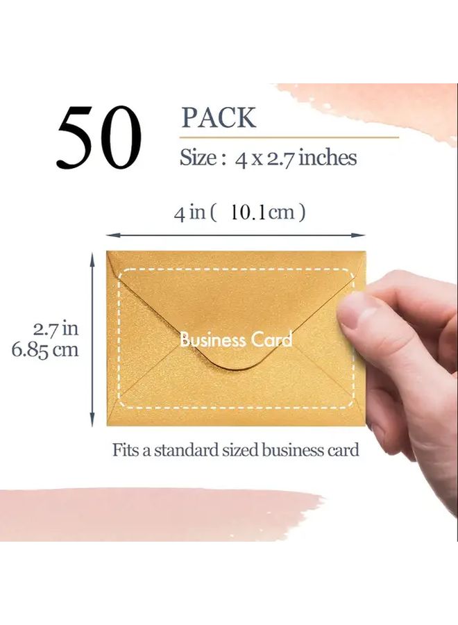 Golden Mini Envelopes 4x2 7 Inches Self Sealing Gift Card Holders Bulk Pack 50 - Image 2