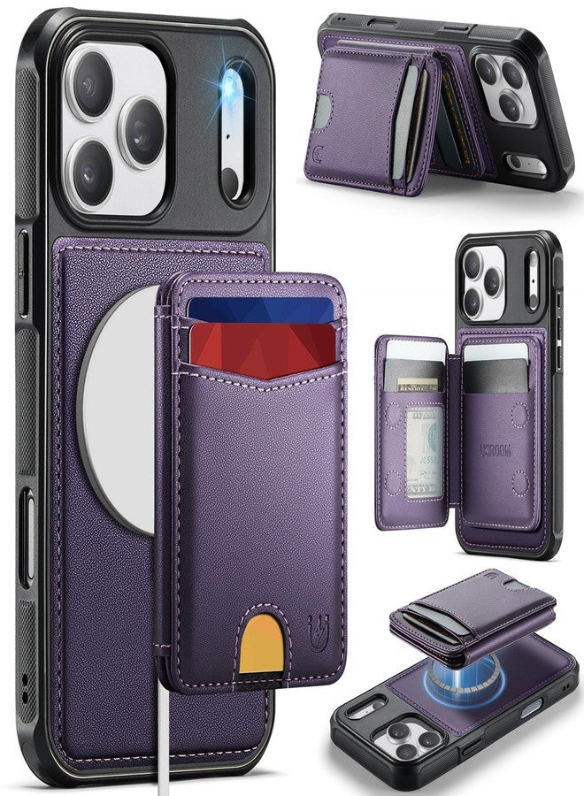 Usroom for iPhone 17 Pro Case Wallet Compatible with Magsafe, RFID Blocking Magnetic Card Holder 2 in 1 Detachable Kickstand Shockproof Phone Case for iPhone 17 Pro 6.3" Purple - Image 1