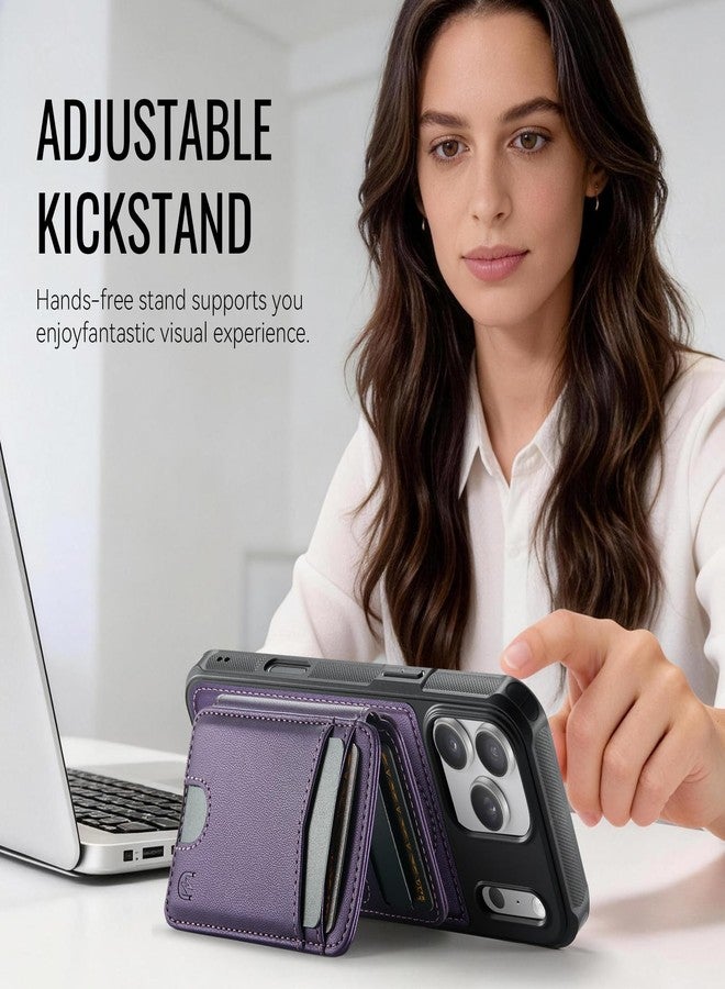 Usroom for iPhone 17 Pro Case Wallet Compatible with Magsafe, RFID Blocking Magnetic Card Holder 2 in 1 Detachable Kickstand Shockproof Phone Case for iPhone 17 Pro 6.3" Purple - Image 5