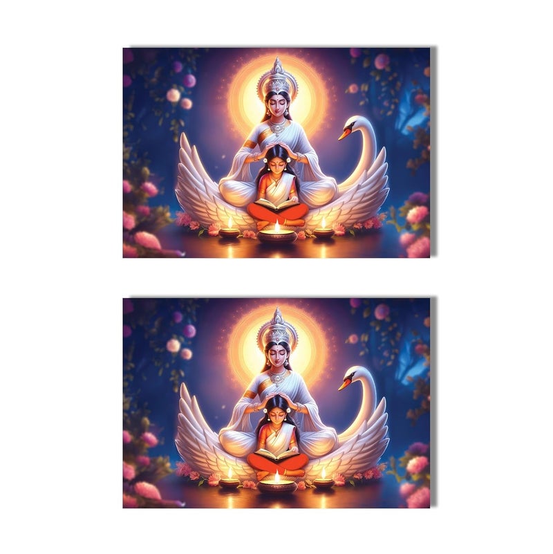 Anaadi Maa Saraswati Photo Poster For Home Office Decoration 12x18 Inch Pack Of 2 - Image 1