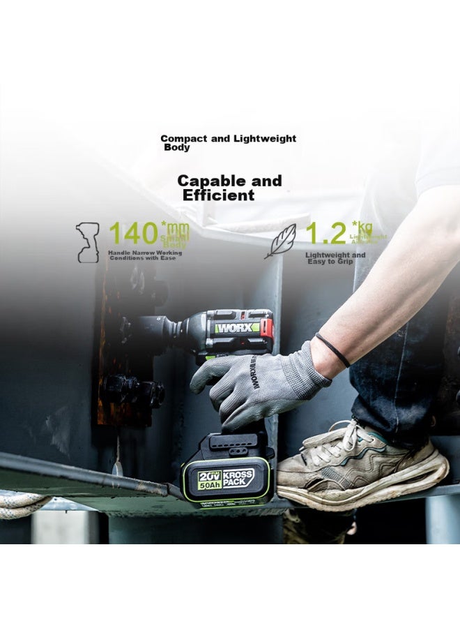 WORX مفتاح كهربائي بدون فرش Worx 20 فولت Wu289 ، مفتاح تأثير عالي العزم ، مفتاح تأثير قابل لإعادة الشحن ، أداة إصلاح السيارات - Image 4