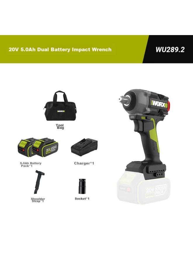 WORX مفتاح كهربائي بدون فرش Worx 20 فولت Wu289 ، مفتاح تأثير عالي العزم ، مفتاح تأثير قابل لإعادة الشحن ، أداة إصلاح السيارات - Image 5