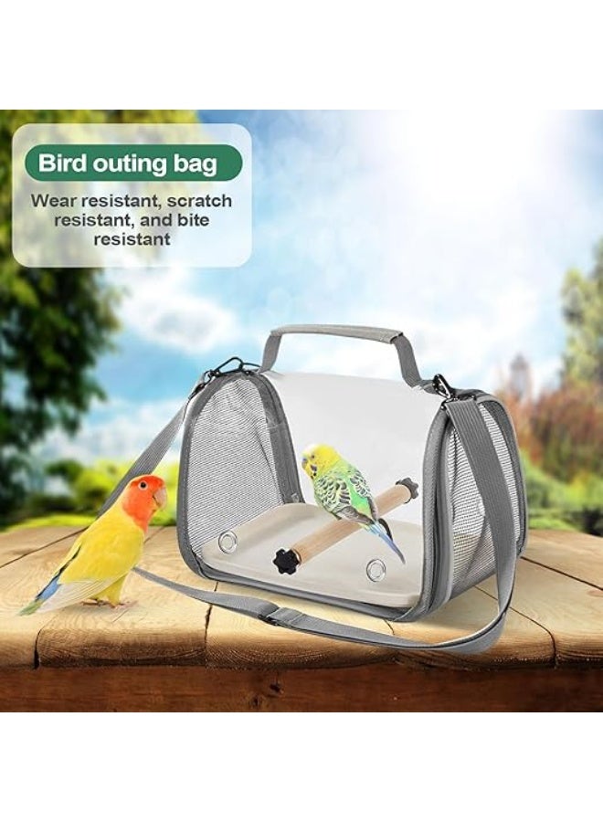 Portable Pets Carrier, Transparent Bird Handbag with Shoulder Strap, Small Medium Pets Breathable Cage for Finches Canary Cockatiel Macaw Hamster Squirrel (NB108 - Grey) - Image 2
