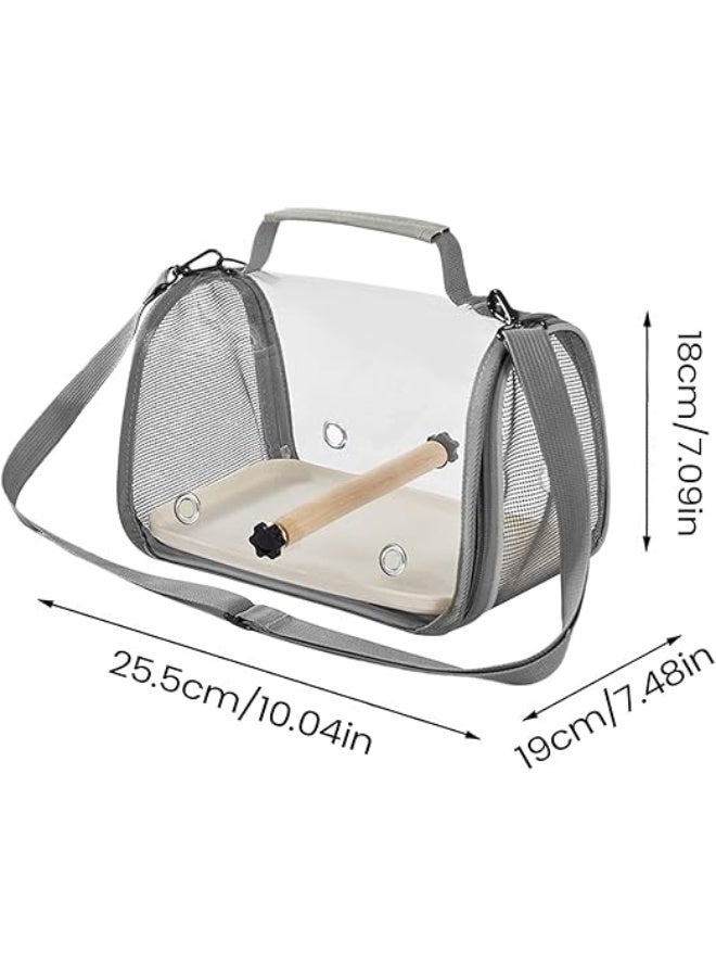 Portable Pets Carrier, Transparent Bird Handbag with Shoulder Strap, Small Medium Pets Breathable Cage for Finches Canary Cockatiel Macaw Hamster Squirrel (NB108 - Grey) - Image 4
