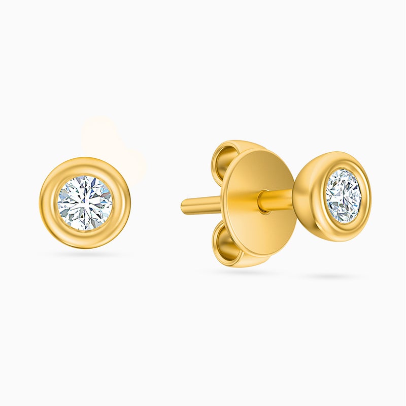 Miss L' by L'azurde Circle Diamonds Stud Earrings in 18K Gold - Image 2