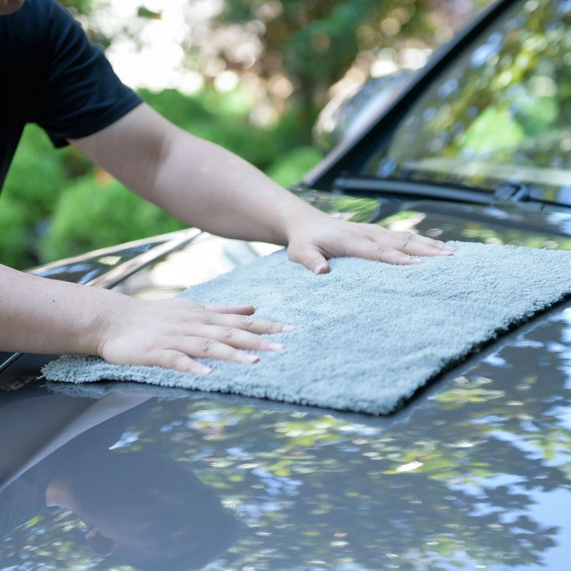 CARCAREZ Microfiber Towels for Cars, Car Drying Wash Detailing Towel with Plush Edgeless Microfiber Cloth (Grey) - Image 4