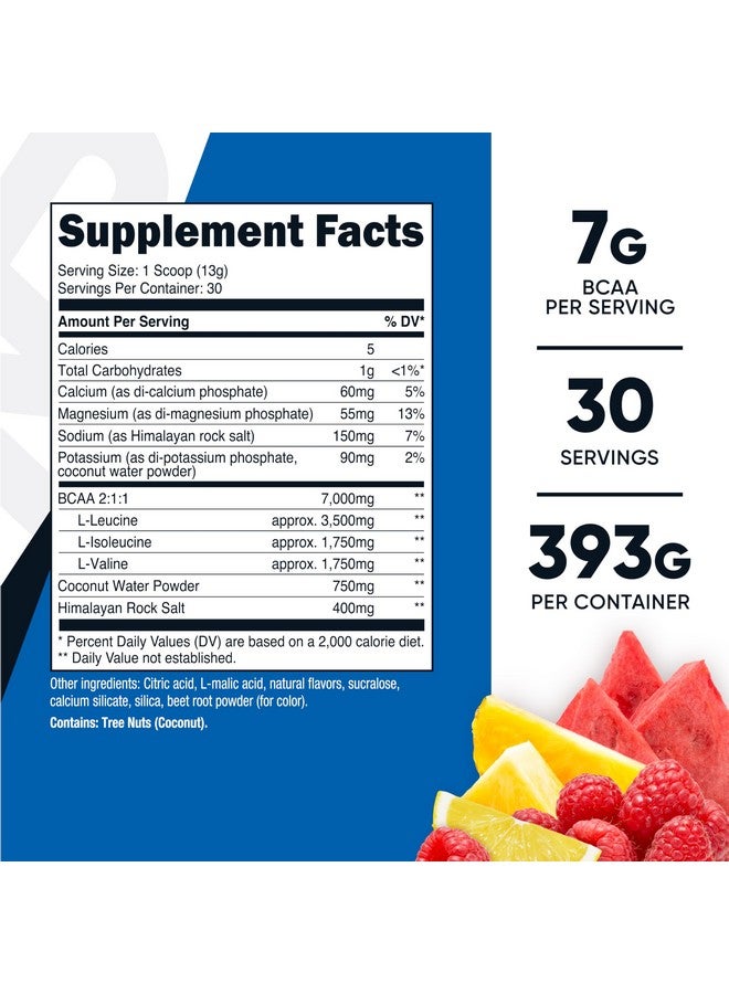 Nutricost Nutricost BCAA + Hydration Powder (Fruit Punch) 30 Servings - Branched Chain Amino Acids with Hydration Complex - Gluten-Free, Non-GMO  - Image 2