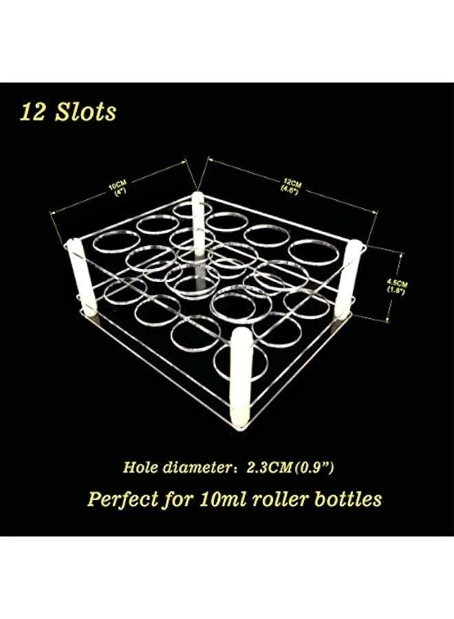 Arabest 12Slots Roller Bottles Holder, Perfect Vertically Hold For Essential Oils Rollers, Great Oils Display Holder Roller Bottles Storage Shelf Organizer,Hole Diameter 2.3cm/0.9inch,Acrylic,DIY  - Image 3