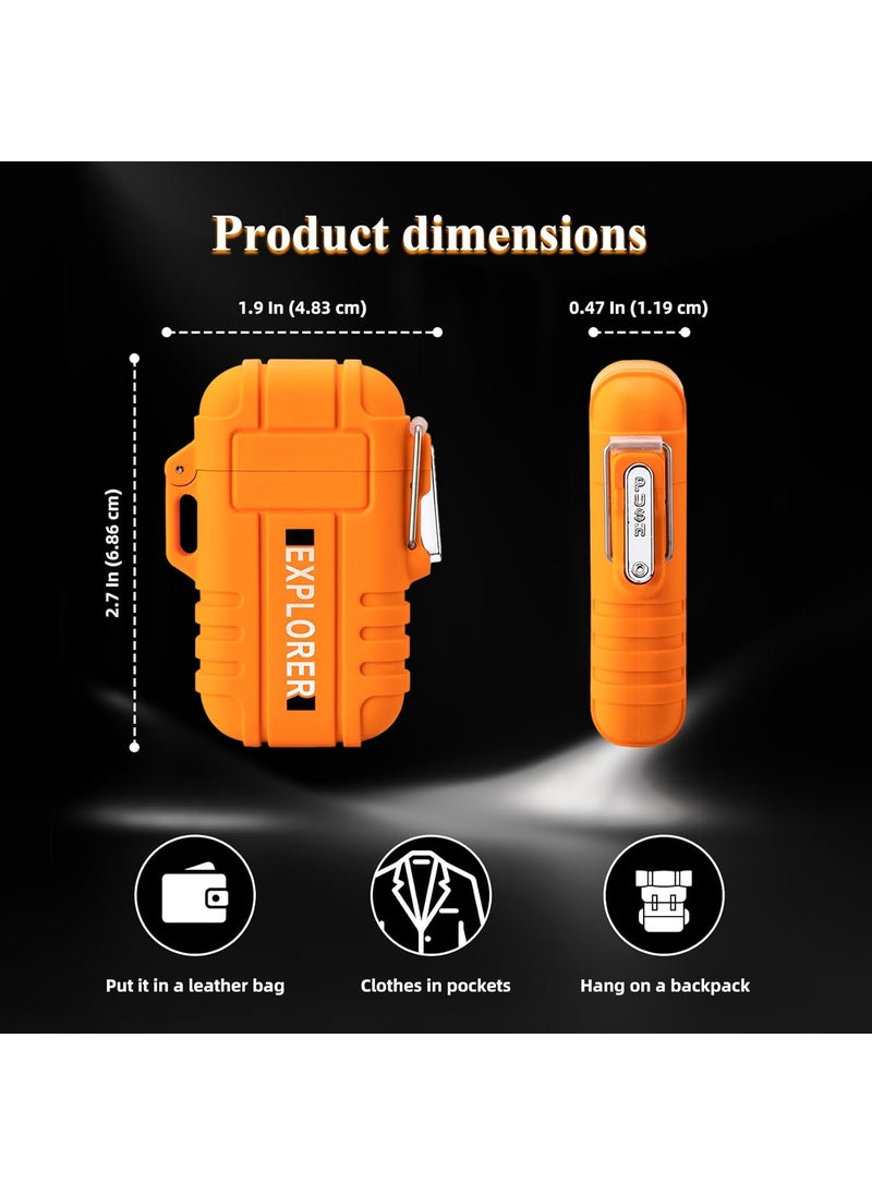 LCFUN Gifts for Men, Plasma Lighter Waterproof Arc Lighter Windproof USB Electric Lighter Rechargeable with Emergency Whistle for Hiking Camping Adventure Survival & Tactical (Orange)  - Image 5