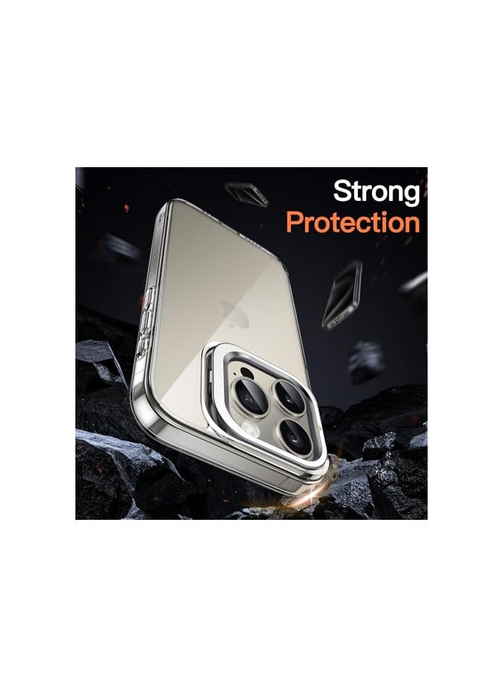 JETech Kickstand Case for iPhone 15 Pro Max 6.7-Inch, Built-in Camera Ring Stand, Non-yellowing Shockproof Phone Bumper Cover, Anti-Scratch Clear Back (Clear) - Image 4