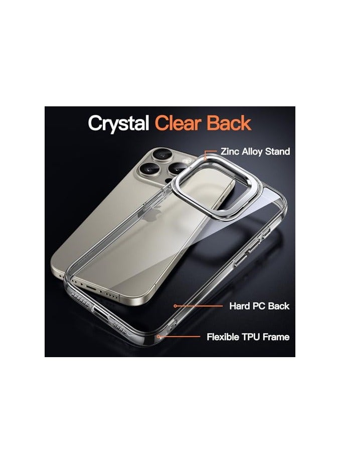 JETech Kickstand Case for iPhone 15 Pro Max 6.7-Inch, Built-in Camera Ring Stand, Non-yellowing Shockproof Phone Bumper Cover, Anti-Scratch Clear Back (Clear) - Image 5