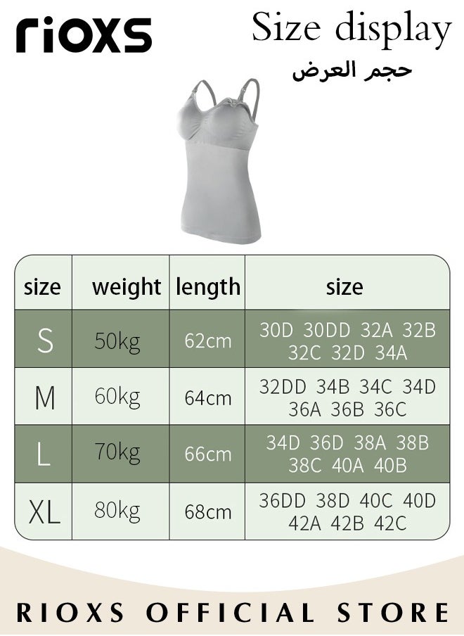RIOXS - Nursing Tank Tops for Breastfeeding,Women's Nursing Vest,Pregnancy Slim Fit Vest Top For Mom,Elastic Fabric Breastfeeding Maternity Camisole,Ladies Free Nursing Vest Built-in Bra,Quick Clip-Down Access For Pumping/Nursing - Image 1