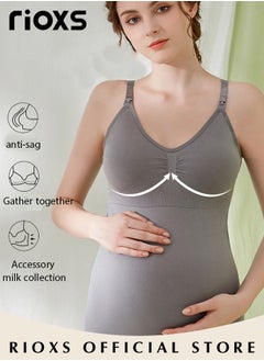 RIOXS Nursing Tank Tops for Breastfeeding,Women's Nursing Vest,Pregnancy Slim Fit Vest Top For Mom,Elastic Fabric Breastfeeding Maternity Camisole,Ladies Free Nursing Vest Built-in Bra,Quick Clip-Down Access For Pumping/Nursing  - Image 4