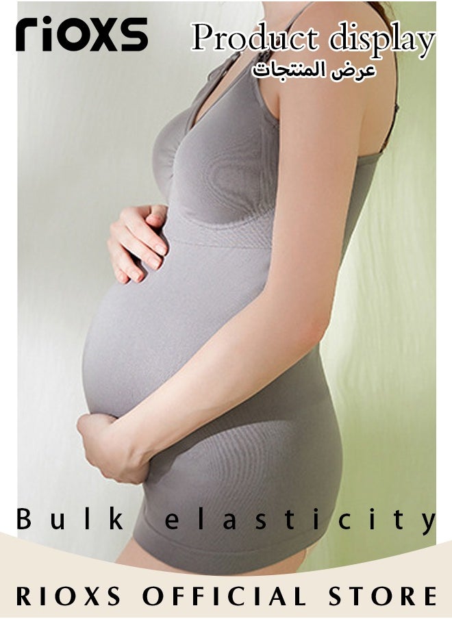 RIOXS - Nursing Tank Tops for Breastfeeding,Women's Nursing Vest,Pregnancy Slim Fit Vest Top For Mom,Elastic Fabric Breastfeeding Maternity Camisole,Ladies Free Nursing Vest Built-in Bra,Quick Clip-Down Access For Pumping/Nursing - Image 1