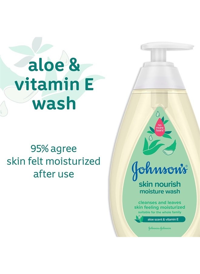 Johnson's Baby - Skin Nourishing Moisture Baby Body Wash with Aloe Scent & Vitamin E, Hypoallergenic & Tear Free Bath Wash for The Whole Family, Paraben- & Sulfate-Free, 20.3 fl. oz - Image 1