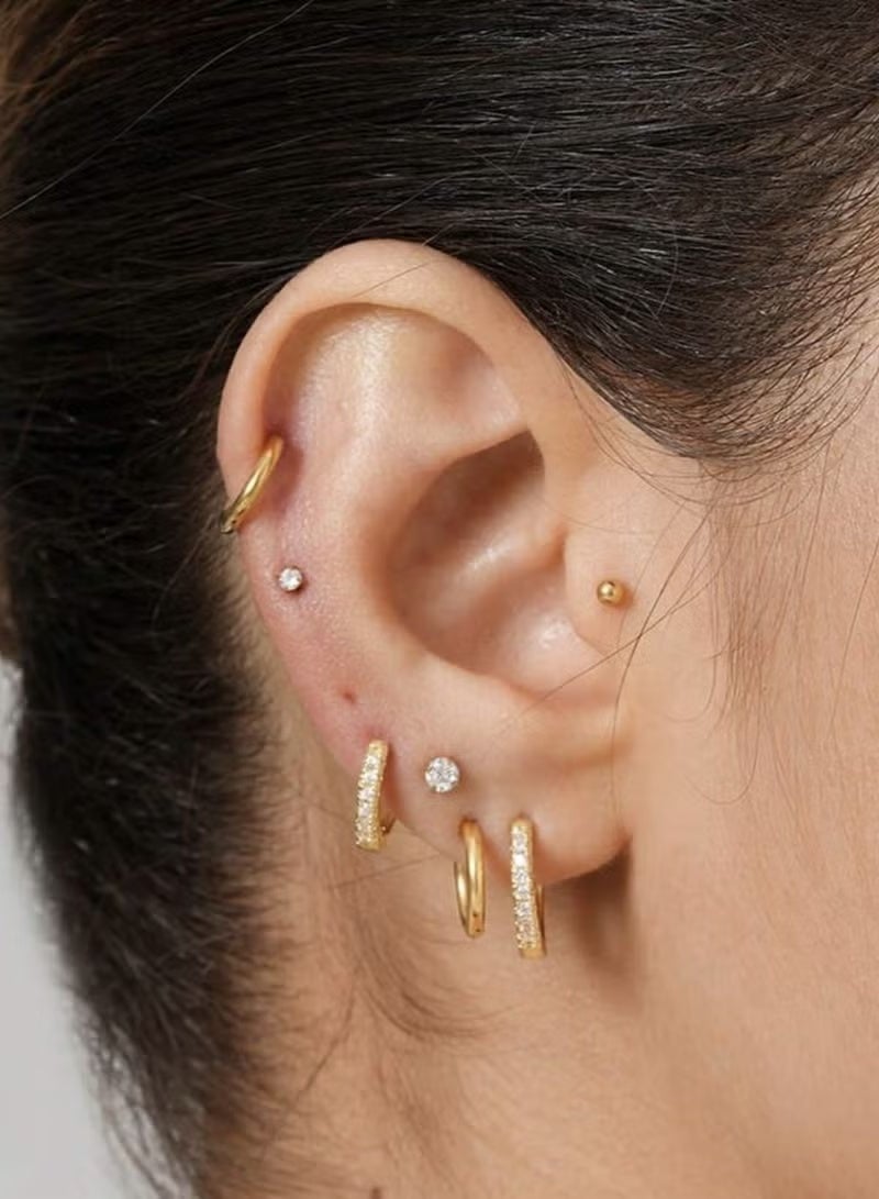 جيفت 6 أزواج من الأقراط الذهبية الصغيرة للنساء، مجموعة أقراط صغيرة من الفولاذ المقاوم للصدأ مطلية بالذهب عيار 18 قيراط لثقب متعدد، أقراط هوجي هوب الرائعة للغضروف الحلزوني الزنمة - Image 3