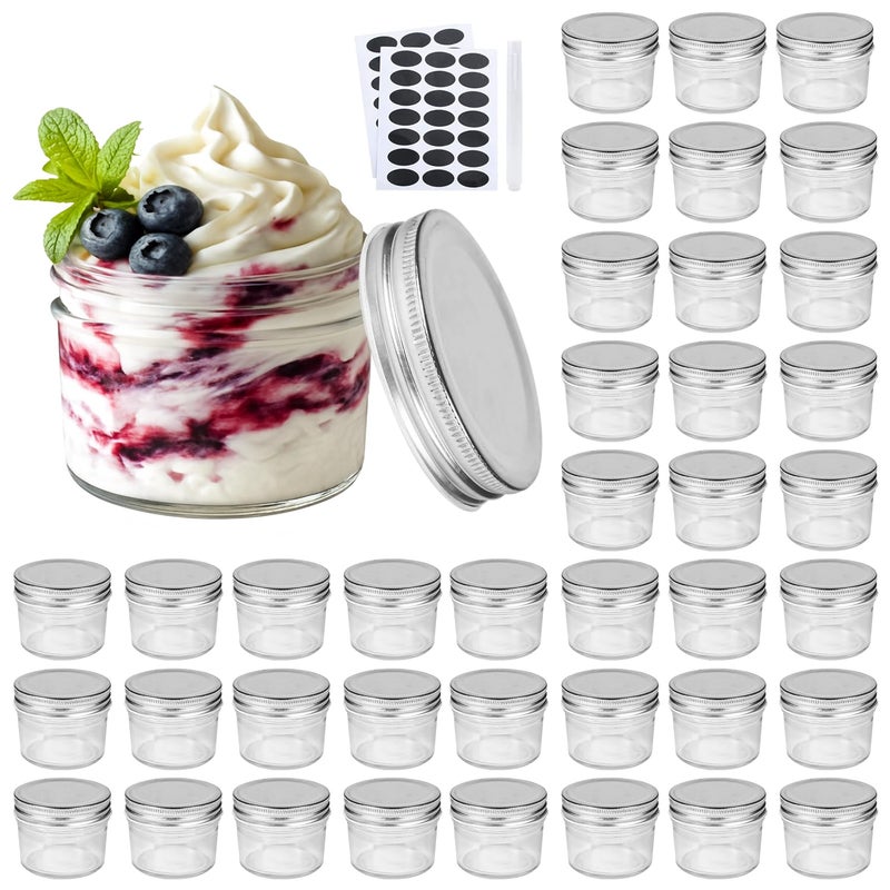 Accguan 4oz Glass Jars With Lids(Silver),Mason Jars,Ideal For Honey,Jam,Wedding Favor,DIY Magnetic Mini Spice Jars For Kitchen,Set of 40 - Image 1